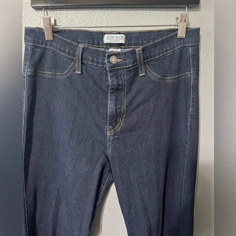 Judy Blue Jeans Womens Sz (15/32) Blue Pull On Super Flare High Rise Stretch EUC - Picture 4 of 7